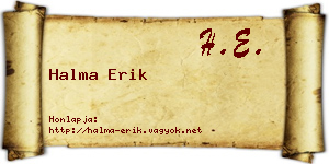 Halma Erik névjegykártya